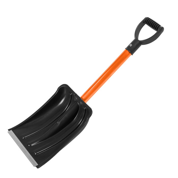 Лопата автомобильная пластиковая, ковш 260 × 300 мм, с оцинкованной планкой, металлический черенок (длина ± 7 см), Greengo