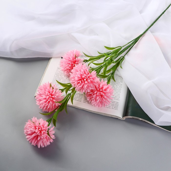 Цветы искусственные Хризантема помпон d-6 см 80 см, розовый хризантема помпон бронз
