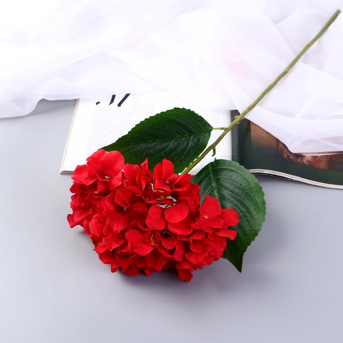 Цветы искусственные Гортензия экстра d-16 см 55 см, красный цветы искусственные гортензия розита 60 см белый