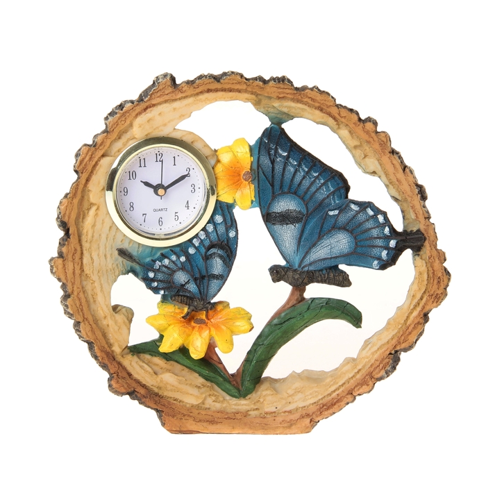 Часы настольные "Бабочка в цветах"