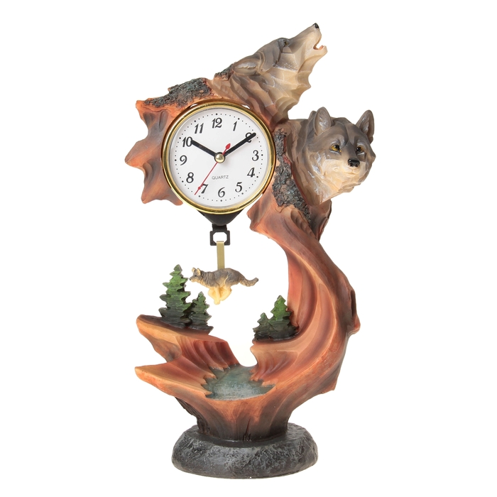 Часы настольные "Волк на обрыве"