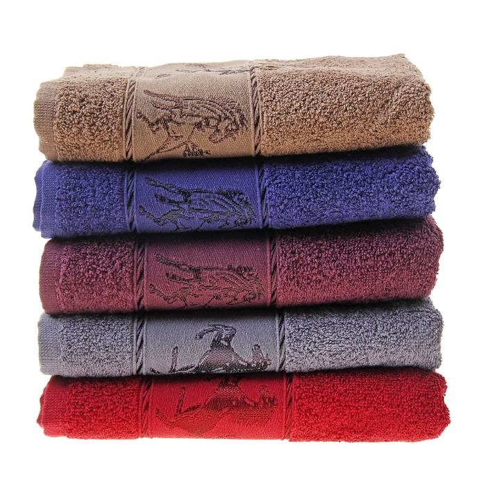 Полотенце махровое Fiesta Мустанг с вышивкой 50*90 см синий 500гр/м, хлопок 100%