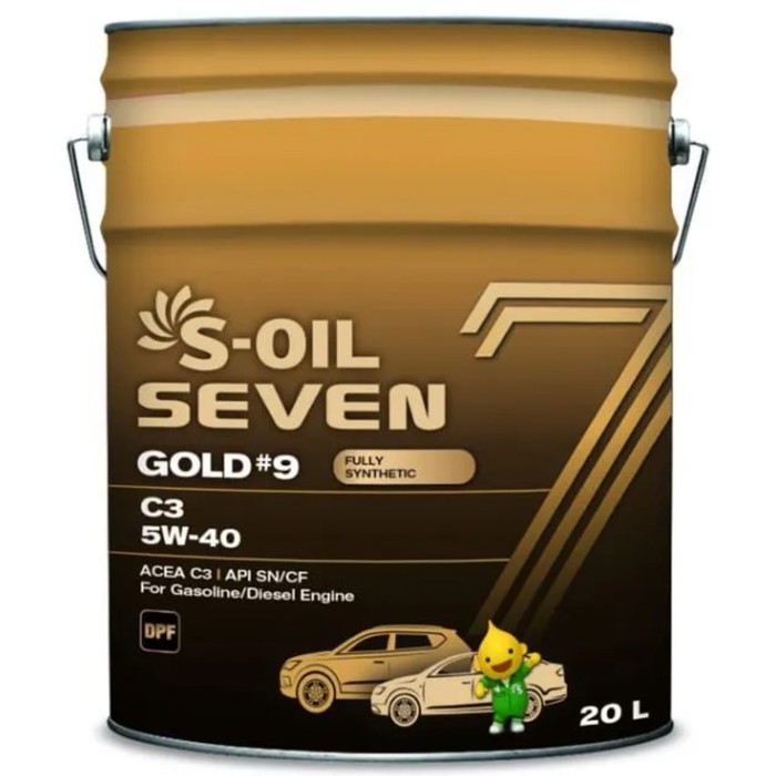 фото Автомобильное масло s-oil 7 gold #9 c3 5w-40 синтетика, 20 л s-oil seven