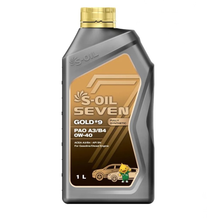 Автомобильное масло S-OIL 7 GOLD #9 PAO A3/B4 0W-40 синтетика, 1 л масло моторное s oil gold 9 0w 40 sn a3 b4 синтетическое 1 л