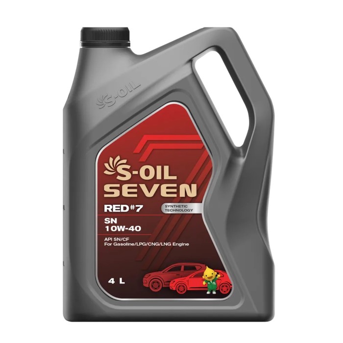

Автомобильное масло S-OIL 7 RED #7 SN 10W-40 полусинтетика, 4 л
