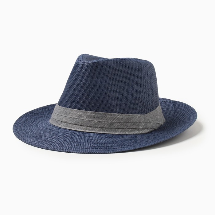 цена Шляпа мужская MINAKU, цвет синий, р-р 58