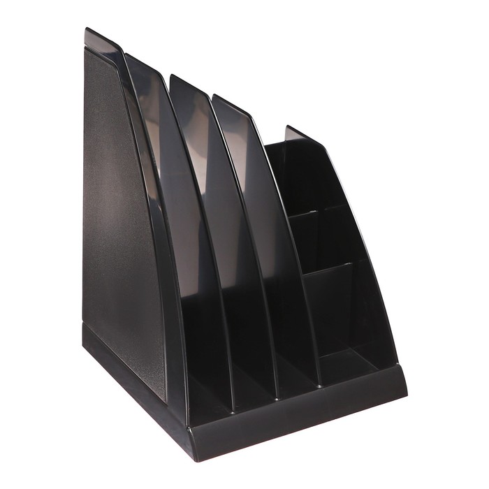 Лоток для бумаг вертикальный 4 отделения ErichKrause Regatta чёрный 498₽