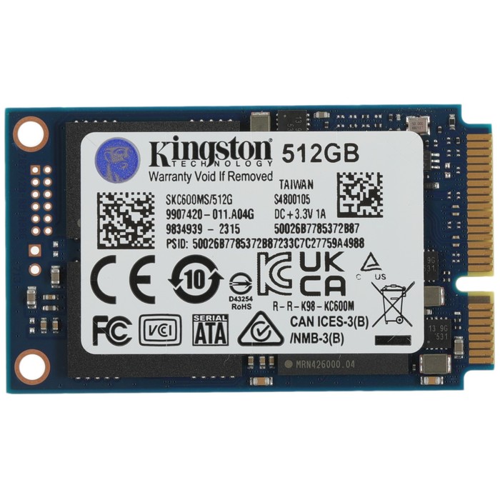 цена Накопитель SSD Kingston mSATA 512GB SKC600MS/512G KC600 mSATA