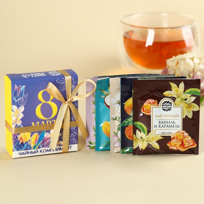Чай в пакетиках «8 марта», 9 г (5 шт. х 1,8 г). чай в пакетиках шоубокс угощайтесь 54 г 30 шт х 1 8 г