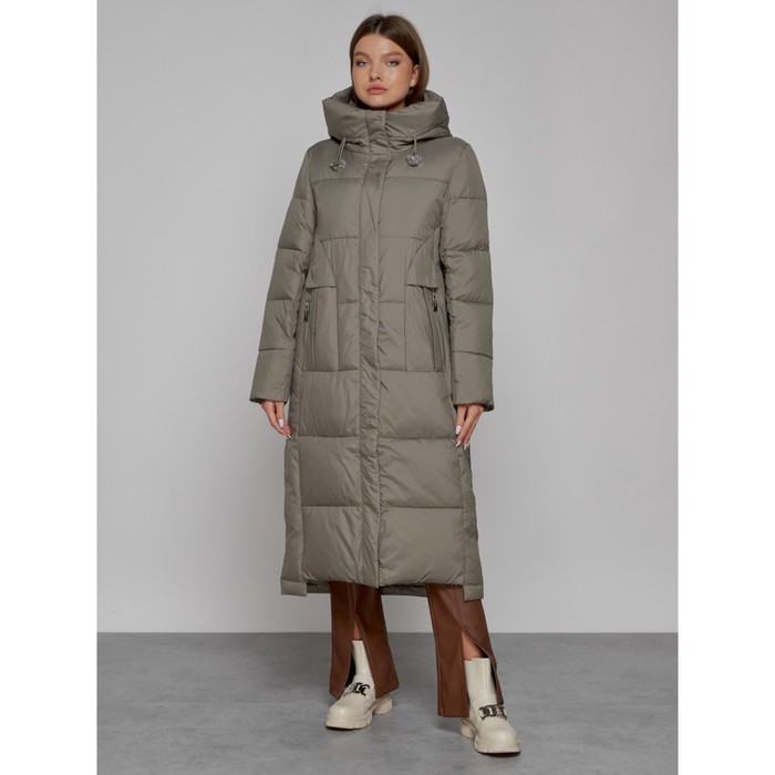 Пальто утепленное зимнее женское, размер 42, цвет хаки пальто утепленное zara хаки