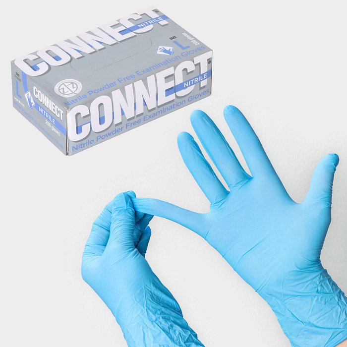 Перчатки нитриловые «Nitrile», смотровые, нестерильные, размер L, 200 шт/уп (100 пар), цвет голубой benovy перчатки нитриловые смотровые нестерильные 100 пар размер l