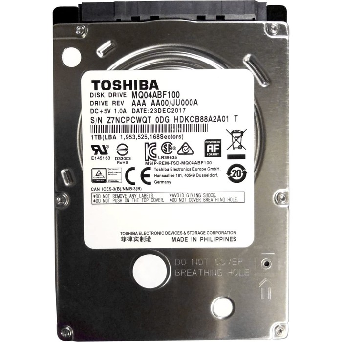 Жесткий диск Toshiba SATA-III 1TB MQ04ABF100 MQ04 512E (5400rpm) 128Mb 2.5 жесткий диск toshiba original sata iii 1tb hdwl110uzsva notebook l200 slim 5400rpm 128mb 2 5