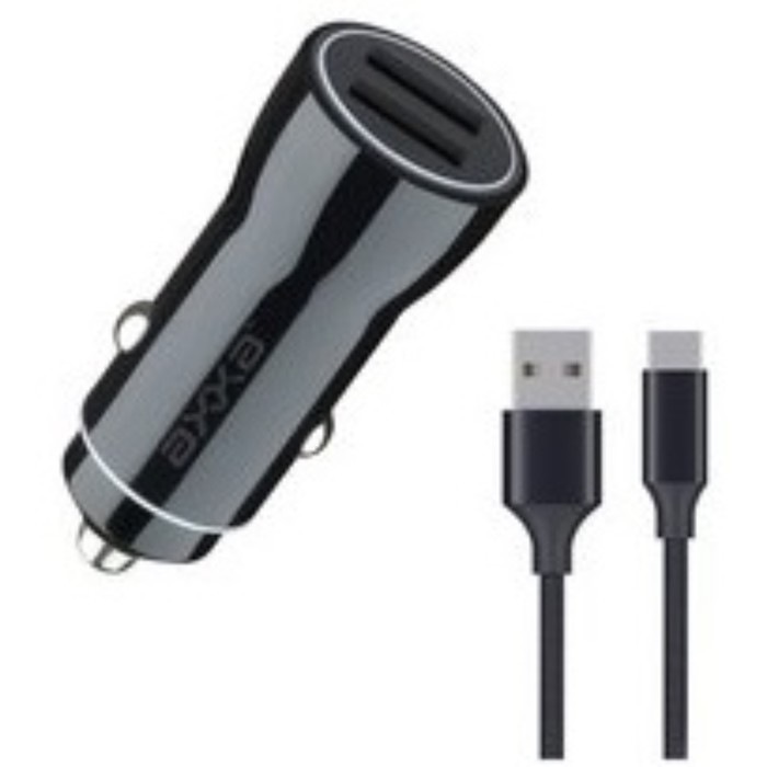 фото Автомобильное зарядное устройство axxa (2232) 2 usb 2.4 a, кабель micro usb, чёрный deppa