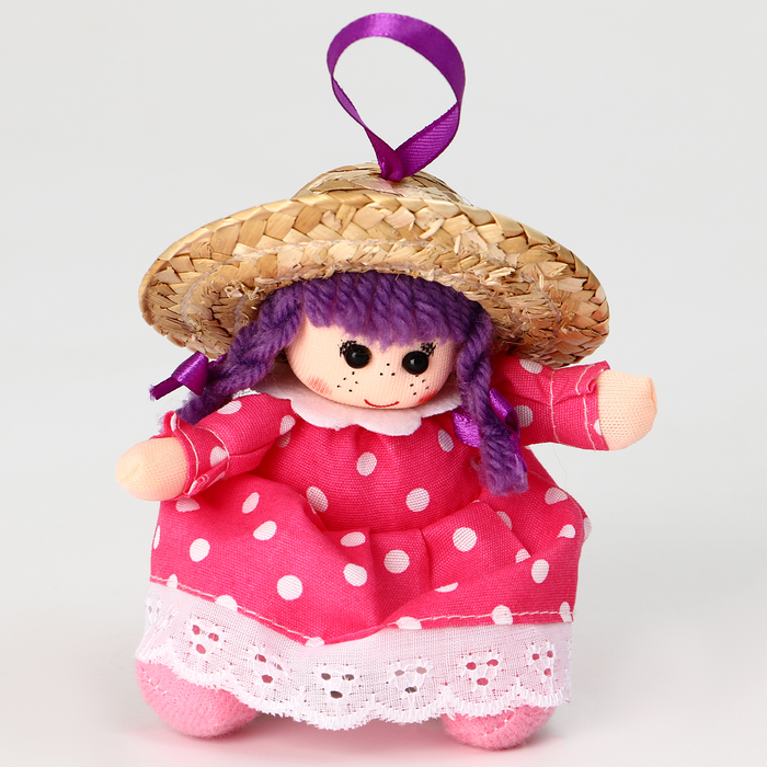 Мягкая игрушка «Кукла» в розовом платье, на подвесе, 10 см