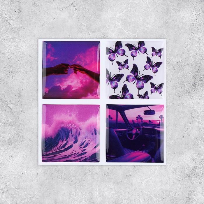

Объёмные 3D стикеры на телефон «Violet», 4 шт, 3 х 3 см