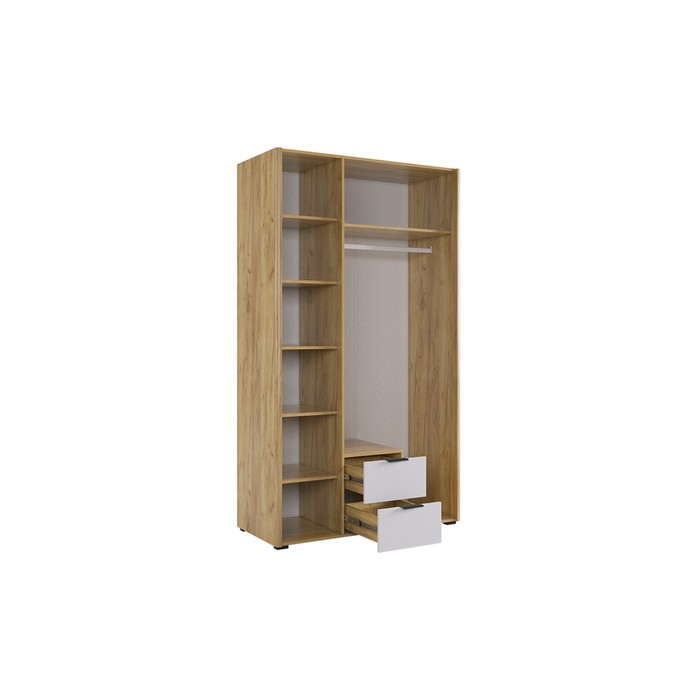 Шкаф трехдверный с зеркалом Адам 1265х500х2170 дуб крафт золотой/белое дерево