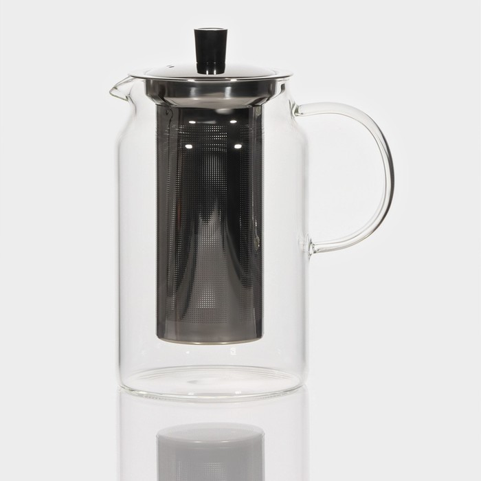 Чайник стеклянный заварочный с металлическим ситом Magistro «Созидание», 1 л чайник стеклянный заварочный magistro льдинка 300 мл с металлическим ситом