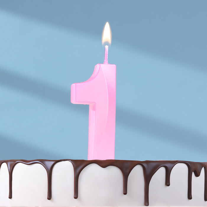 Свеча в торт на шпажке «Грань», цифра 1, 5 см, розовая свеча в торт на шпажке грань цифра 3 5 см розовая