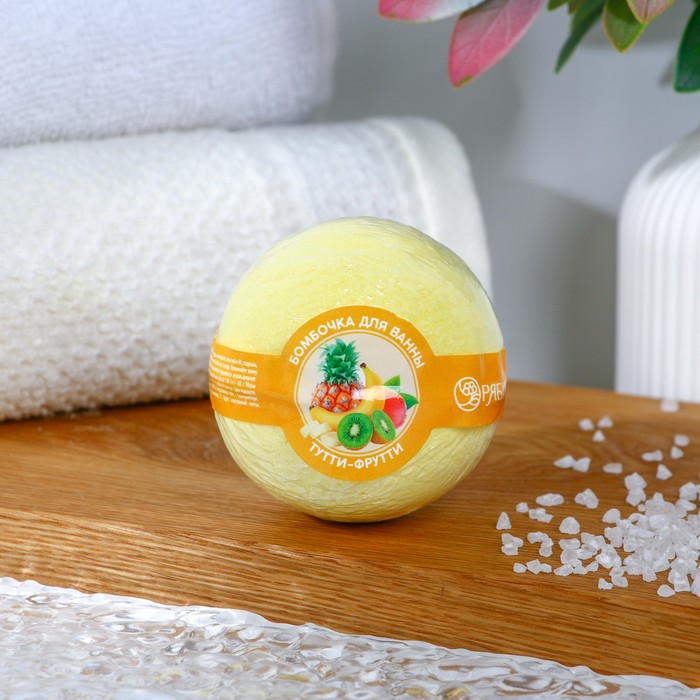 Бомбочка для ванны, 130 г, аромат тутти-фрути, КЛАДОВАЯ КРАСОТЫ