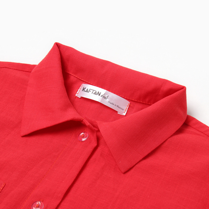 фото Костюм (рубашка и брюки) детский kaftan "лен", размер 30 (98-104 см), красный