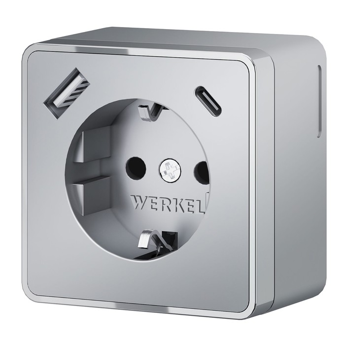 

Розетка с заземлением, шторками и USB тип A+C Gallant (серебряный) W5071706