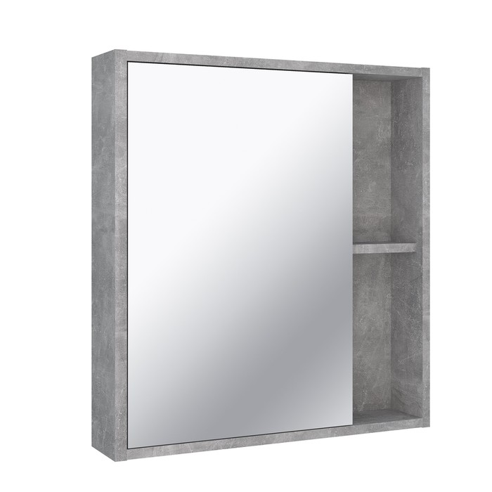 Зеркало-шкаф для ванной комнаты Эко 60 серый бетон, 12 х 60 х 65 см