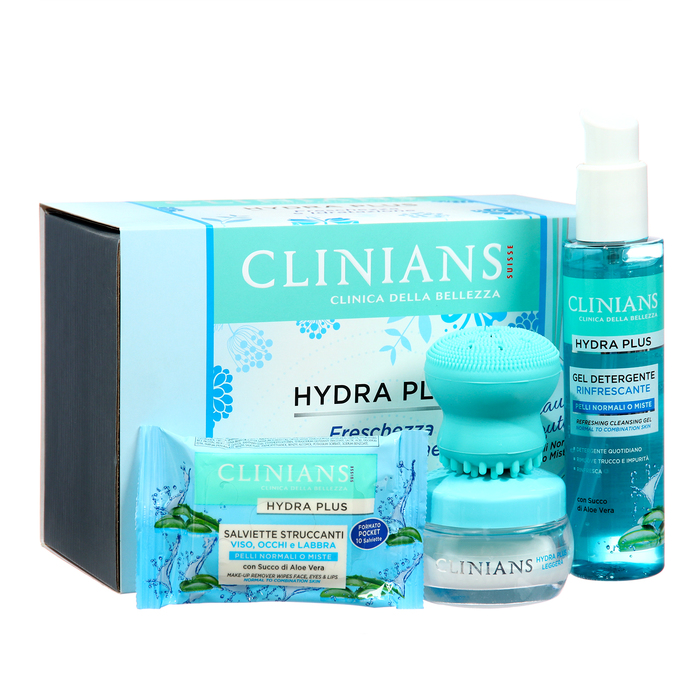 

Подарочный набор женский Clinians Hydra Plus:Крем+Гель для умывания+Салфетки+Щетка для лица