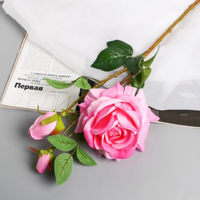 Цветы искусственные Роза Вхите 66 см, розовый цветы искусственные роза тройная 6х61 см бело розовый