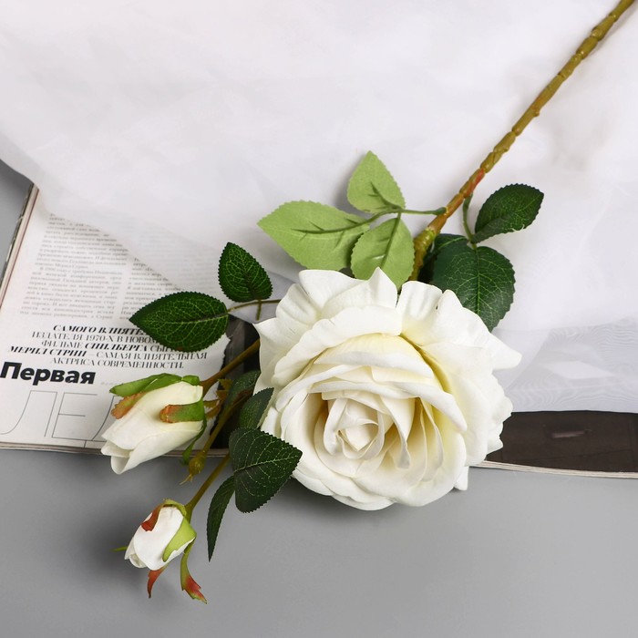Цветы искусственные Роза Вхите 66 см, белый цветы искусственные роза 23 см белый