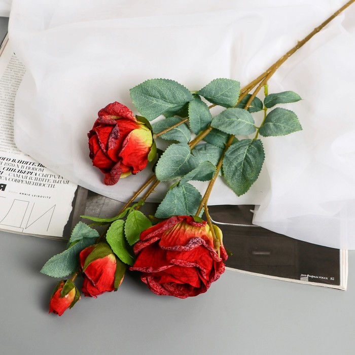 Цветы искусственные Роза Солмус d-7,5 см 64 см, красный цветы искусственные роза глория дей d 4 см красный