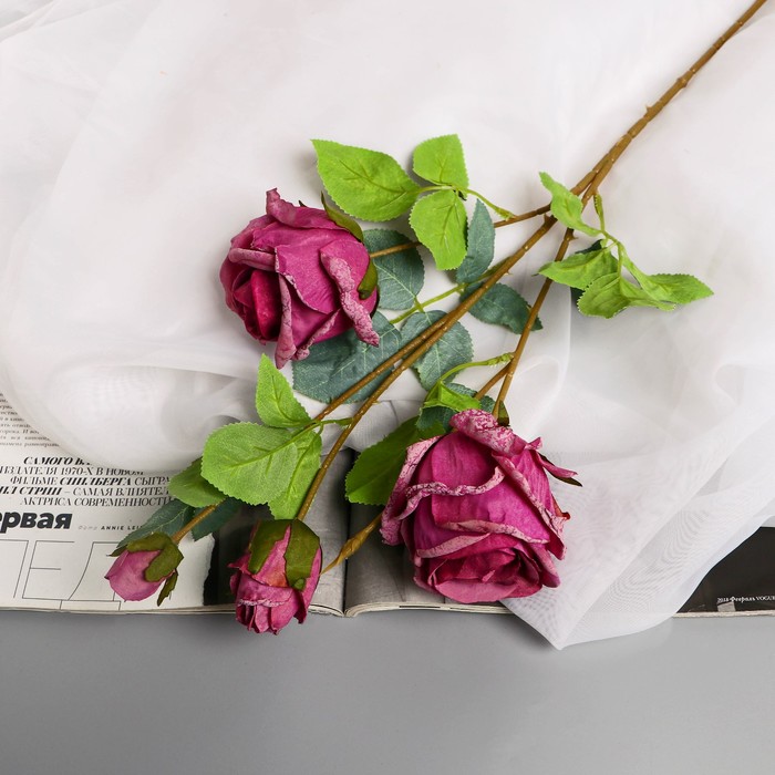 Цветы искусственные Роза Солмус d-7,5 см 64 см, сиреневый