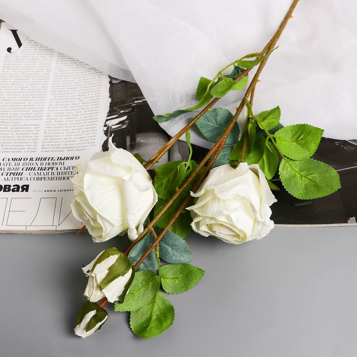 Цветы искусственные Роза Солмус d-7,5 см 64 см, белый