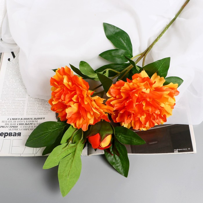 Цветы искусственные Пион снежный пик d-14 см 61 см, оранжевый цветы искусственные пион d 14 см 55 см микс