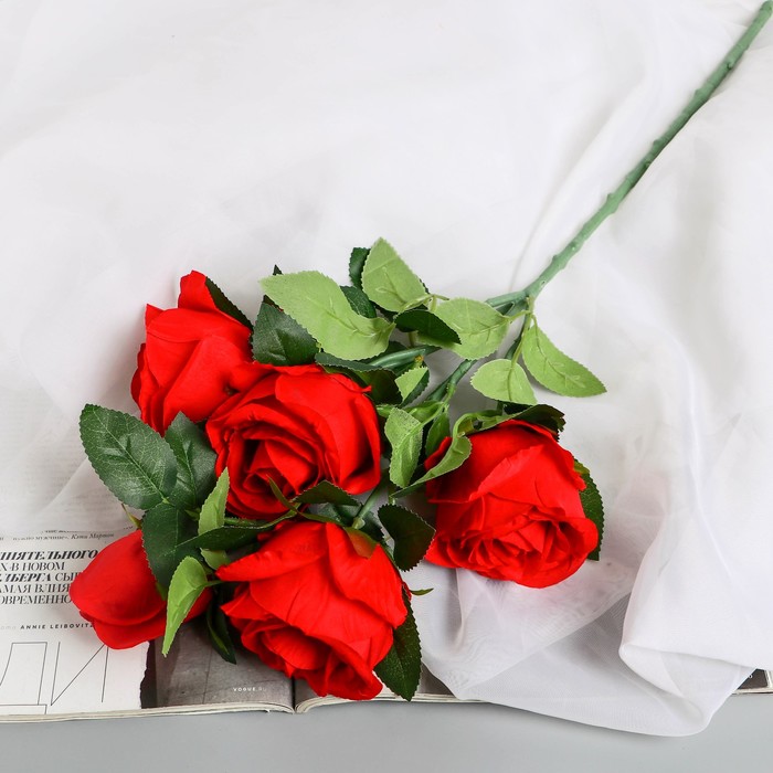 Цветы искусственные Роза Триза d-7 см 50 см, красный цветы искусственные роза нежный бархат d 12 см h 55 см красный