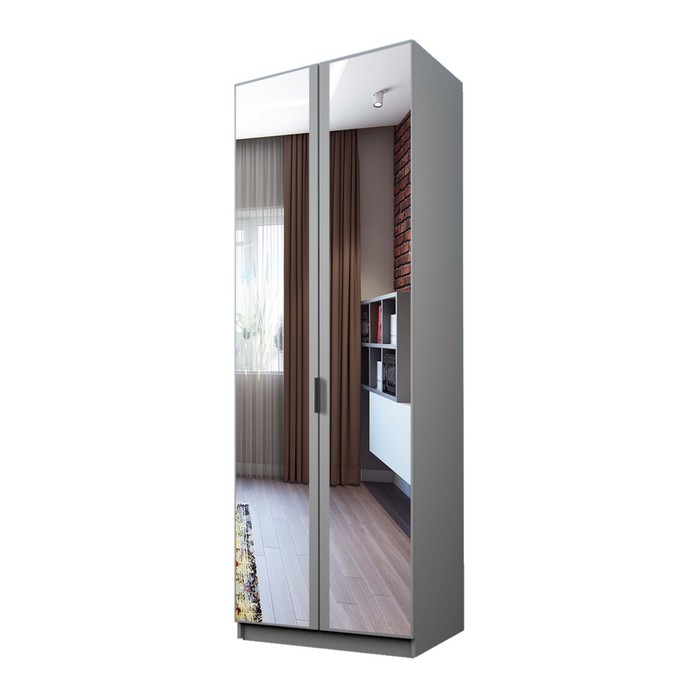 Шкаф 2-х дверный «Экон», 800×520×2300 мм, зеркало, штанга, цвет серый шагрень шкаф 2 х дверный экон 800×520×2300 мм 3 ящика зеркало штанга цвет серый шагрень