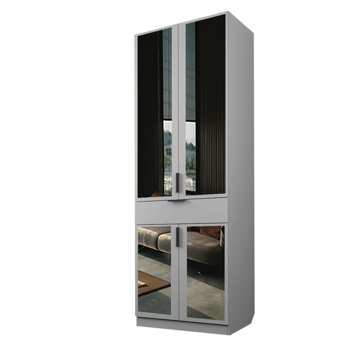Шкаф 2-х дверный «Экон», 800×520×2300 мм, 1 ящик, зеркало, штанга, цвет серый шагрень шкаф 2 х дверный экон 800×520×2300 мм зеркало штанга и полки цвет серый шагрень