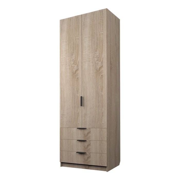 Шкаф 2-х дверный «Экон», 800×520×2300 мм, 3 ящика, штанга, цвет дуб сонома шкаф 2 х дверный экон 800×520×2300 мм 2 ящика штанга цвет белый