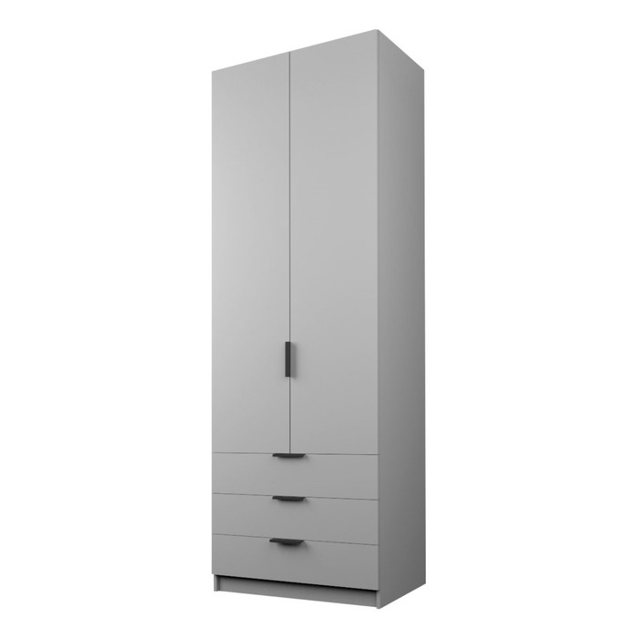 Шкаф 2-х дверный «Экон», 800×520×2300 мм, 3 ящика, штанга, цвет серый шагрень шкаф 2 х дверный экон 800×520×2300 мм 3 ящика зеркало штанга цвет серый шагрень