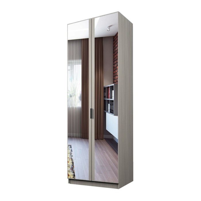 Шкаф 2-х дверный «Экон», 800×520×2300 мм, зеркало, полки, цвет ясень шимо светлый шкаф 2 х дверный экон 800×520×2300 мм зеркало штанга цвет ясень шимо светлый