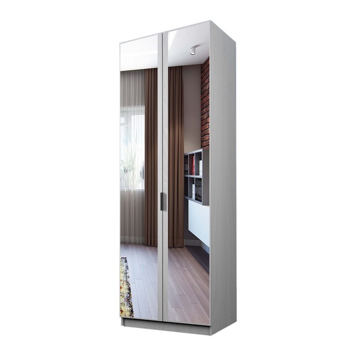 Шкаф 2-х дверный «Экон», 800×520×2300 мм, зеркало, полки, цвет ясень анкор светлый шкаф 2 х дверный экон 800×520×2300 мм полки цвет ясень анкор светлый