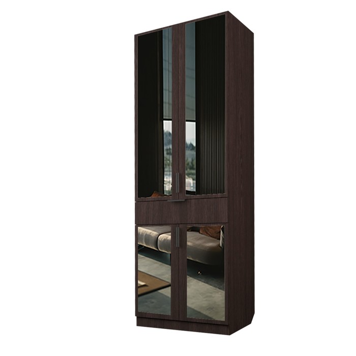 Шкаф 2-х дверный «Экон», 800×520×2300 мм, 1 ящик, зеркало, полки, цвет венге шкаф 2 х дверный экон 800×520×2300 мм 1 ящик зеркало полки цвет серый шагрень