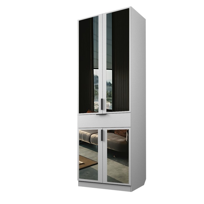 Шкаф 2-х дверный «Экон», 800×520×2300 мм, 1 ящик, зеркало, полки, цвет белый шкаф 2 х дверный экон 800×520×2300 мм 1 ящик зеркало полки цвет серый шагрень