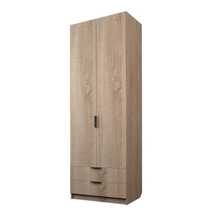 Шкаф 2-х дверный «Экон», 800×520×2300 мм, 2 ящика, полки, цвет дуб сонома шкаф 2 х дверный экон 800×520×2300 мм 2 ящика полки цвет дуб сонома