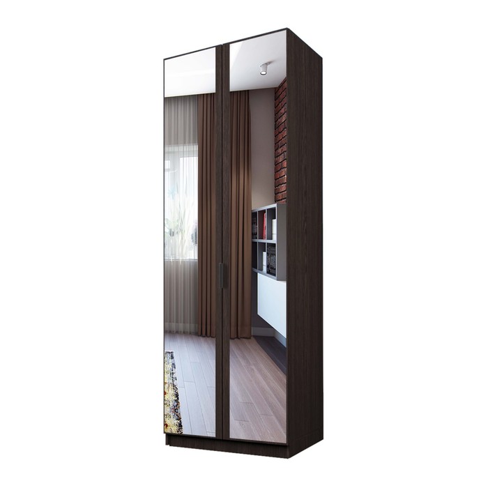 Шкаф 2-х дверный «Экон», 800×520×2300 мм, зеркало, штанга и полки, цвет венге шкаф 2 х дверный экон 800×520×2300 мм зеркало штанга и полки цвет серый шагрень