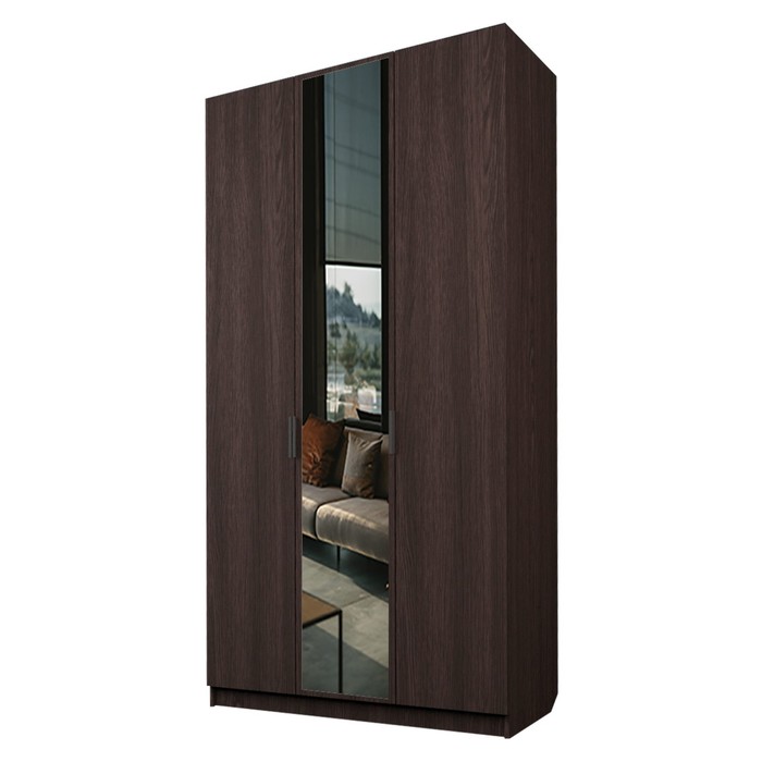 Шкаф 3-х дверный «Экон», 1200×520×2300 мм, 1 зеркало, цвет венге