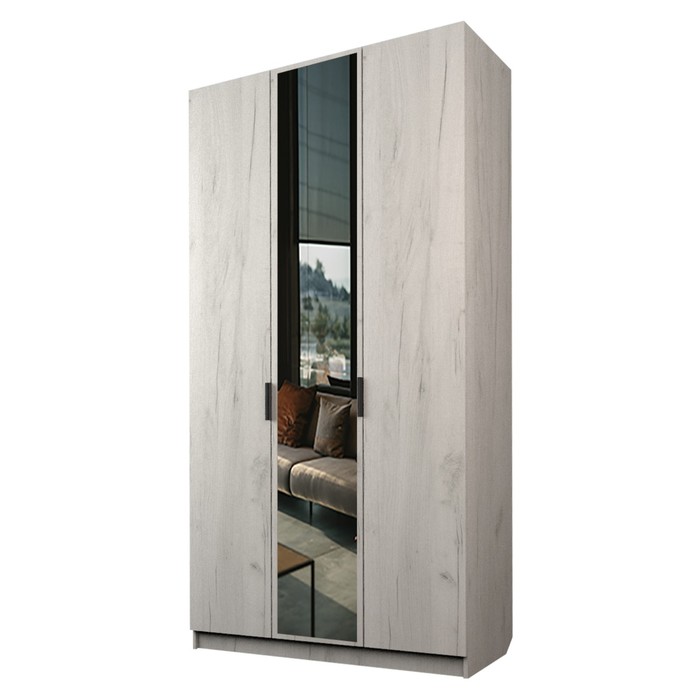 Шкаф 3-х дверный «Экон», 1200×520×2300 мм, 1 зеркало, цвет дуб крафт белый шкаф 3 х дверный экон 1200×520×2300 мм 1 зеркало цвет дуб крафт белый