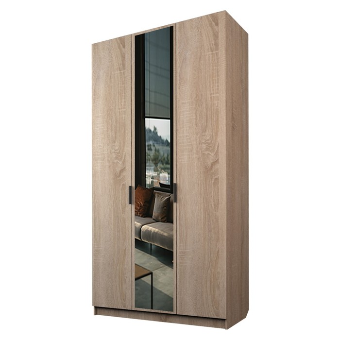 Шкаф 3-х дверный «Экон», 1200×520×2300 мм, 1 зеркало, цвет дуб сонома шкаф 3 х дверный экон 1200×520×2300 мм 3 ящика 1 зеркало цвет дуб сонома