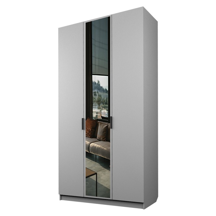 Шкаф 3-х дверный «Экон», 1200×520×2300 мм, 1 зеркало, цвет серый шагрень шкаф 3 х дверный экон 1200×520×2300 мм 2 ящика 1 зеркало цвет серый шагрень