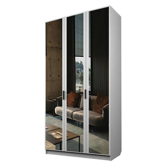 Шкаф 3-х дверный «Экон», 1200×520×2300 мм, 3 зеркала, цвет белый