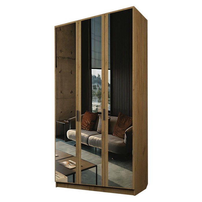 Шкаф 3-х дверный «Экон», 1200×520×2300 мм, 3 зеркала, цвет дуб крафт золотой шкаф 3 х дверный экон 1200×520×2300 мм 1 зеркало цвет дуб крафт белый